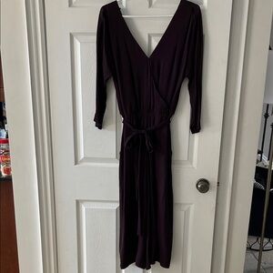 Babaton Plum Wrap-Style Long Sleeve pant jumpsuit